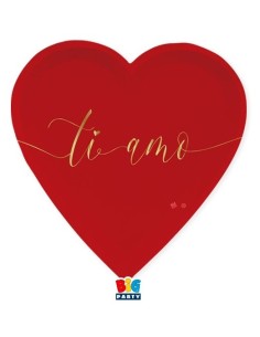 Piatto carta cuore rosso Ti...