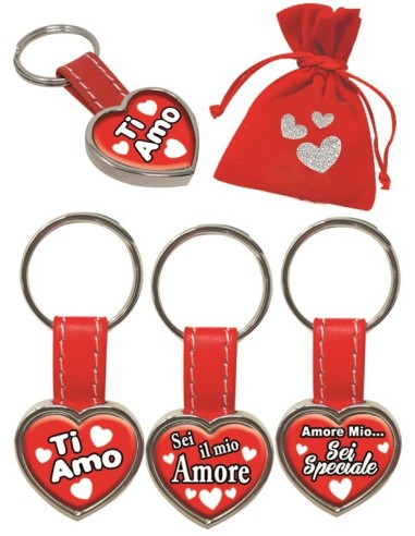 Portachiavi metallo cuore con placca...