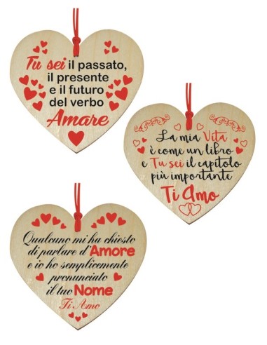 Cuore in legno cm. 10 Love con...