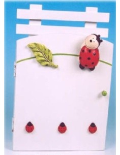 Portachiavi da parete legno coccinella Cm. 24