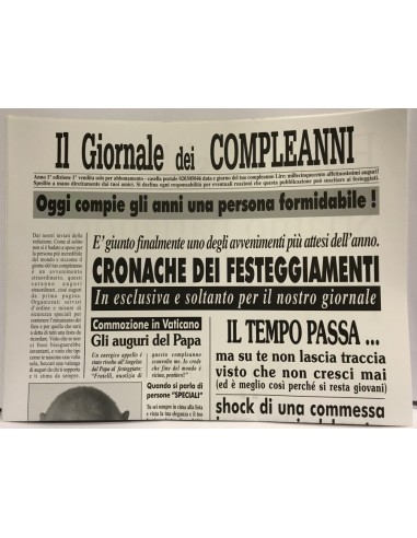 Biglietto auguri giornale Cm. 32x49 -...
