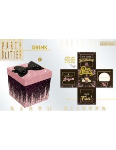 Scatola sorpresa Skatush Box Cm. 11x11x11 con coperchio glitter - Black & Pink