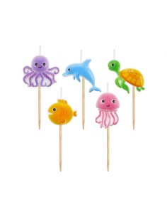 Candeline per torta picks "Animali marini" - Blister 5 pezzi