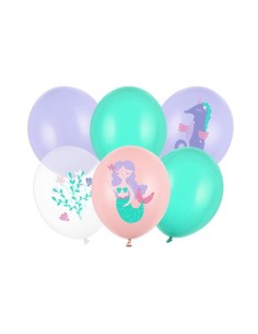 Palloncini lattice Cm. 30 Mondo Marino - Blister 6 pezzi