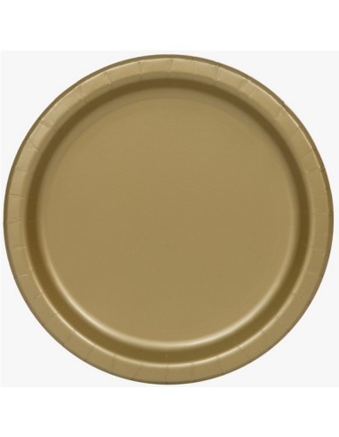 Piatto carta 7" Cm. 18 Tinta unita - Cf. 20 pz - Gold