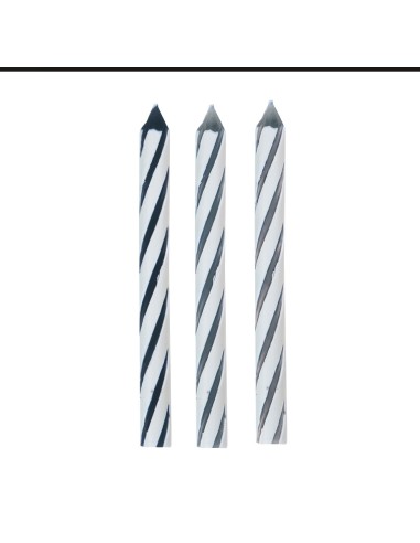 Candelina per torta picks Happy Birthday + 6 candeline Black&Silver