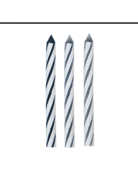 Candelina per torta picks Happy Birthday + 6 candeline Black&Silver