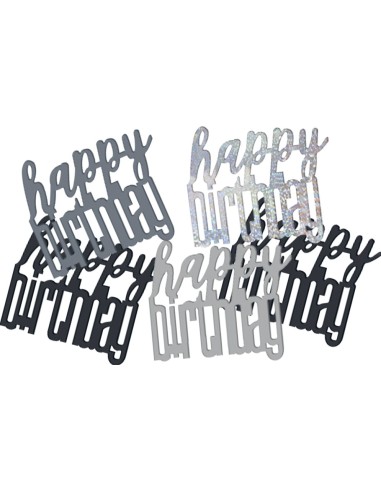 Confetti decorativi 14gr - Glitz Black&Silver - Happy Birthday