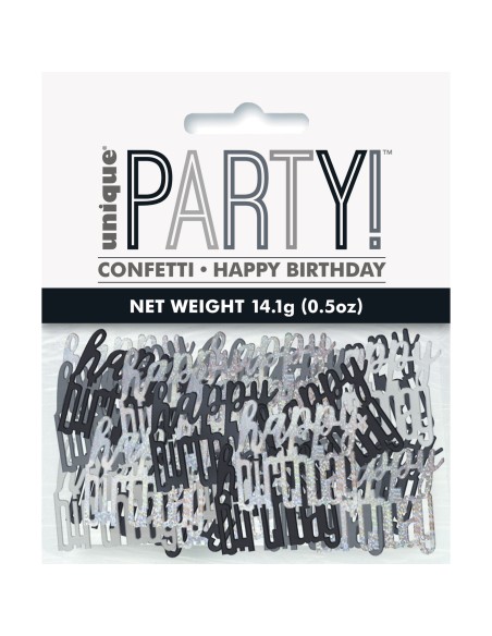 Confetti decorativi 14gr - Glitz Black&Silver - Happy Birthday