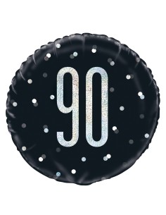Palloncino mylar 18" Cm. 45 - Glitz Black & Silver - 90
