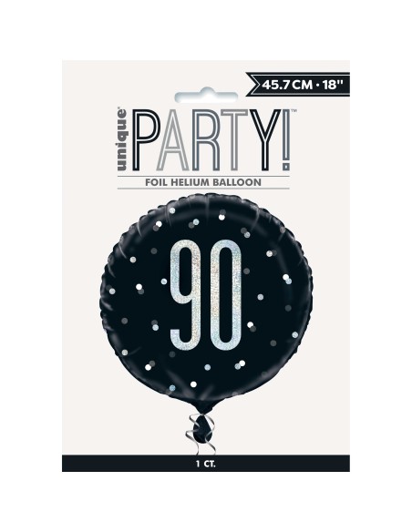 Palloncino mylar 18" Cm. 45 - Glitz Black & Silver - 90