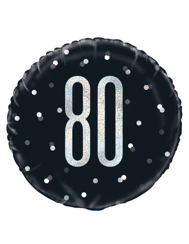 Palloncino mylar 18" Cm. 45 - Glitz Black & Silver - 80