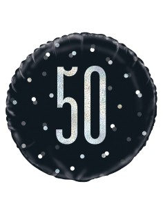 Palloncino mylar 18" Cm. 45 - Glitz Black & Silver - 50