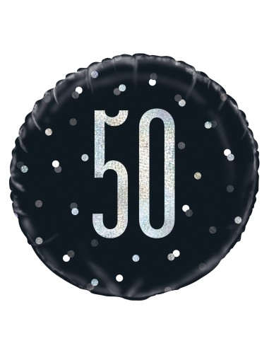 Palloncino mylar 18" Cm. 45 - Glitz Black & Silver - 50