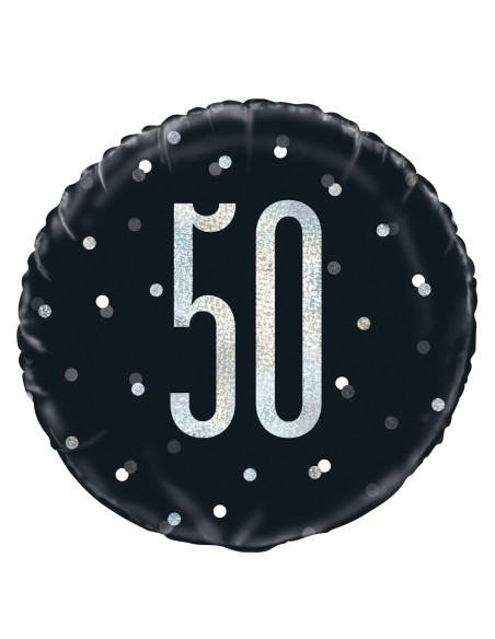 Palloncino mylar 18" Cm. 45 - Glitz Black & Silver - 50