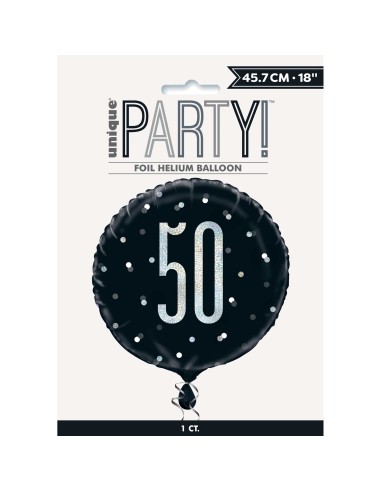 Palloncino mylar 18" Cm. 45 - Glitz Black & Silver - 50