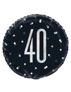Palloncino mylar 18" Cm. 45 - Glitz Black & Silver - 40