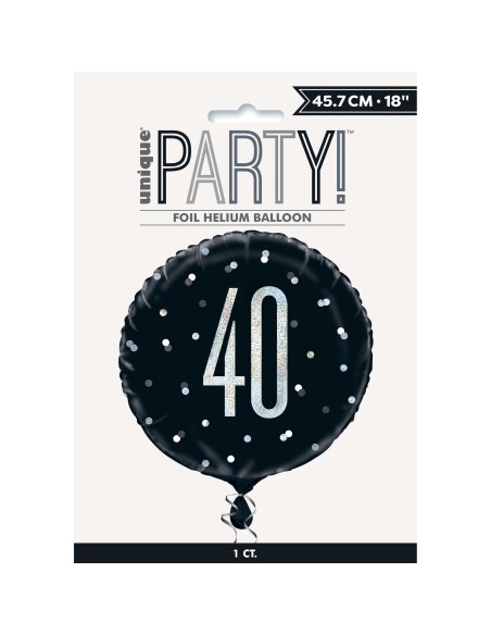 Palloncino mylar 18" Cm. 45 - Glitz Black & Silver - 40