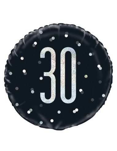 Palloncino mylar 18" Cm. 45 - Glitz Black & Silver - 30
