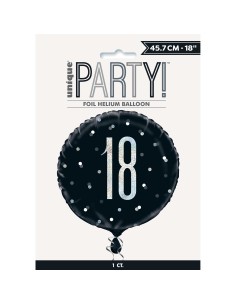 Palloncino mylar 18" Cm. 45 - Glitz Black & Silver - 18 2