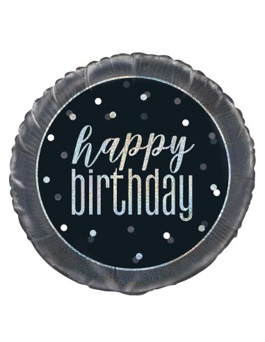Palloncino mylar 18" Cm. 45 - Happy Birthday Glitz Black & Silver