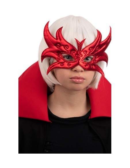 Maschera farfalla rossa in tessuto metallizzato