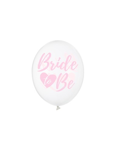 Palloncini lattice Cm. 30 - Bride to Be - Crystal & Pink - Blister 6 pezzi