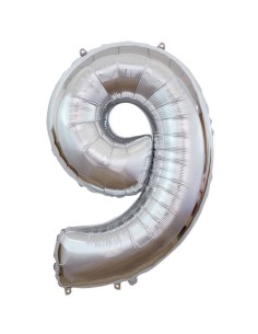 Palloncino Mylar 40" Cm. 101 Rocca - Silver Argento - Numero 9