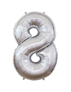 Palloncino Mylar 40" Cm. 101 Rocca - Silver Argento - Numero 8
