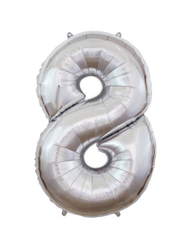 Palloncino Mylar 40" Cm. 101 Rocca - Silver Argento - Numero 8