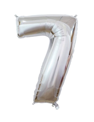 Palloncino Mylar 40" Cm. 101 Rocca - Silver Argento - Numero 7