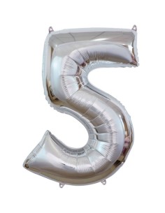 Palloncino Mylar 40" Cm. 101 Rocca - Silver Argento - Numero 5