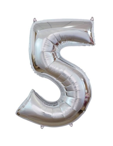 Palloncino Mylar 40" Cm. 101 Rocca - Silver Argento - Numero 5