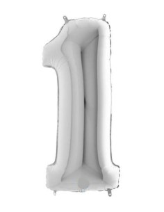 Palloncino Mylar 40" Cm. 101 Rocca - Silver Argento - Numero 1