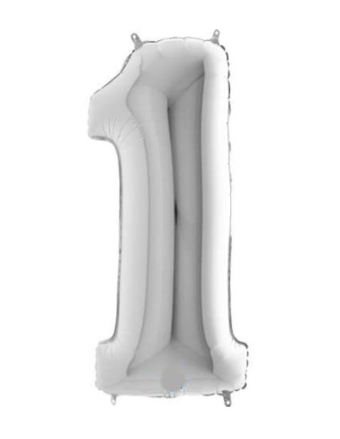 Palloncino Mylar 40" Cm. 101 Rocca - Silver Argento - Numero 1