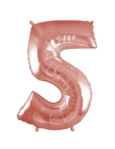 Palloncino Mylar 40" Cm. 101 Rocca - Rosa Gold - Numero 5