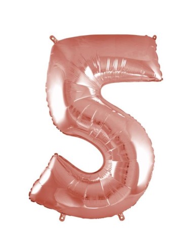 Palloncino Mylar 40" Cm. 101 Rocca - Rosa Gold - Numero 5