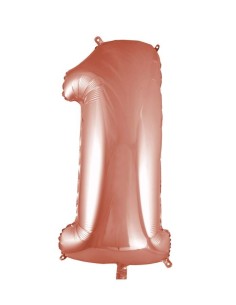 Palloncino Mylar 40" Cm. 101 Rocca - Rosa Gold - Numero 1