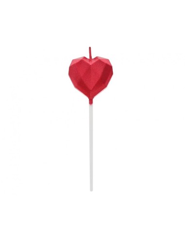 Candelina per torta cuore diamantato rosso Cm. 10,5x3,5