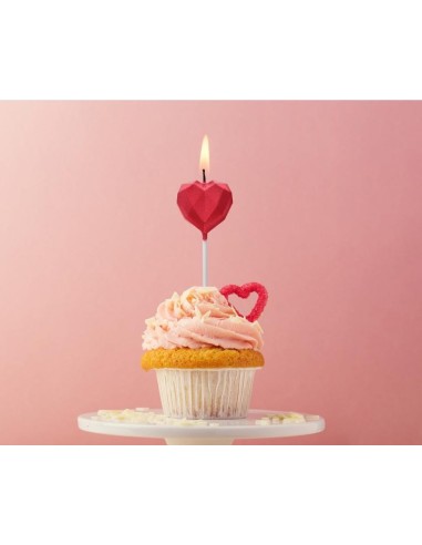 Candelina per torta cuore diamantato rosso Cm. 10,5x3,5