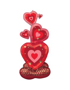 Palloncino mylar Airloonz 55" Cm. 139 - Cuori rossi