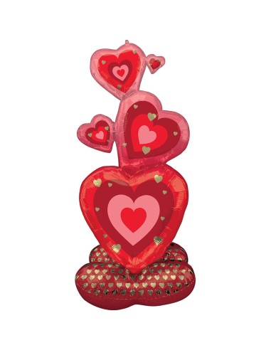 Palloncino mylar Airloonz 55" Cm. 139 - Cuori rossi