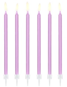 Candeline per torta lunghe Light Lilla Cm. 14 - Blister 12 pezzi