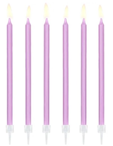 Candeline per torta lunghe Light Lilla Cm. 14 - Blister 12 pezzi