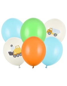 Palloncini lattice Cm. 30 - Veicoli da costruzione - Blister 6 pezzi