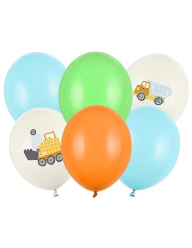 Palloncini lattice Cm. 30 - Veicoli da costruzione - Blister 6 pezzi