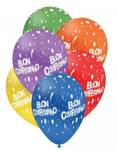 Palloncini lattice 12" Globo "Buon Compleanno" Multicolor - Cf. 100 pz