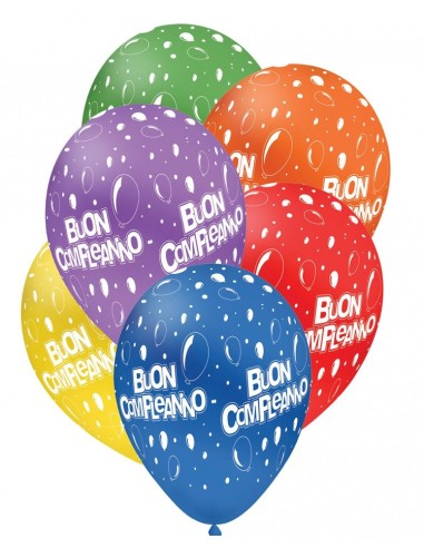 Palloncini lattice 12" Globo "Buon Compleanno" Multicolor - Cf. 100 pz