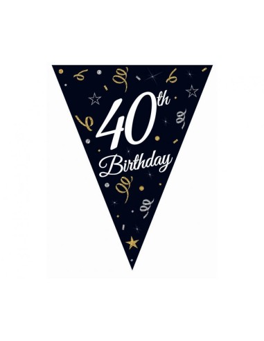 Festone ghirlanda bandierine in carta Cm. 270 - 40th Birthday