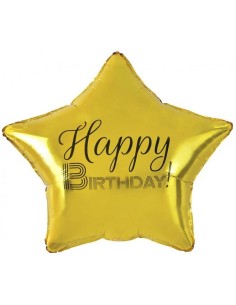 Palloncino mylar 18" Cm. 45 - Stella Gold Happy Birthday